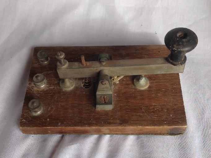 vintage brass and wood morse key instrument